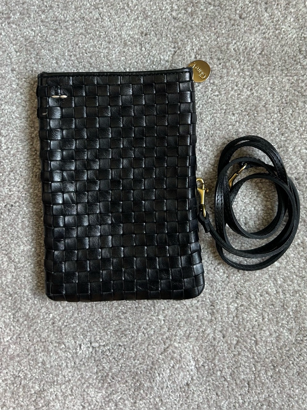 Clare V. Black Woven Checker Poche